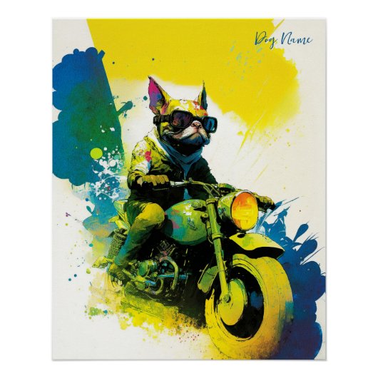 Motorfiets - Anime French Bulldog 007 Perfect Poster (Voorkant)