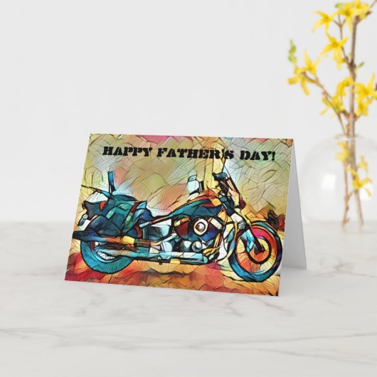 Motorfiets Art Vaderdag Kaart (Gele Bloem)