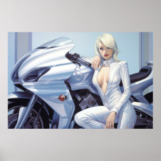 Motorfiets Babe airbrush art Poster