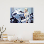 Motorfiets Babe airbrush art Poster (Keuken)