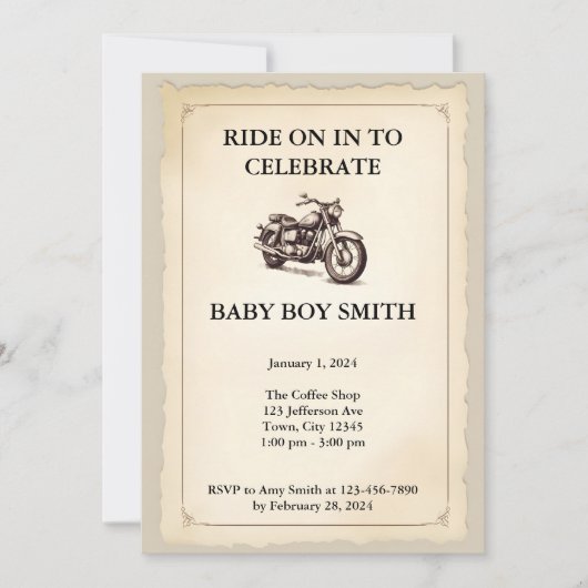 Motorfiets Baby shower Kaart (Voorkant)