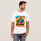 Motorfiets bij hoge snelheid t-shirt (Voorkant volledig)