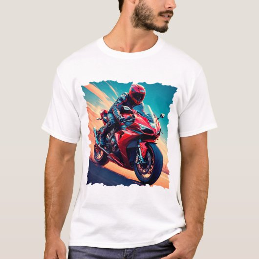 Motorfiets bij hoge snelheid t-shirt (Voorkant)