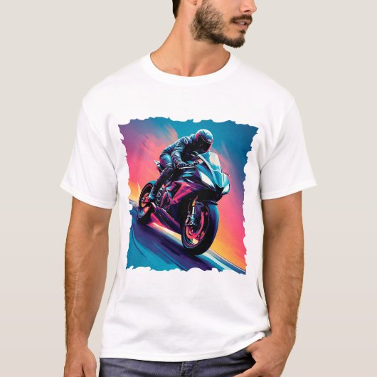 Motorfiets bij hoge snelheid t-shirt (Voorkant)