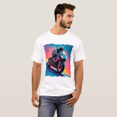 Motorfiets bij hoge snelheid t-shirt (Voorkant volledig)
