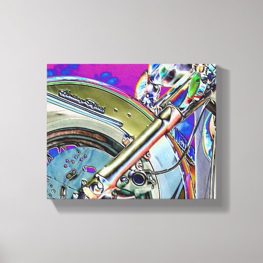 Motorfiets Biker Art Bright Neon Canvas Afdruk (Voorkant)