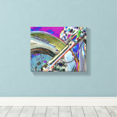 Motorfiets Biker Art Bright Neon Canvas Afdruk (Insitu (Houten vloer))