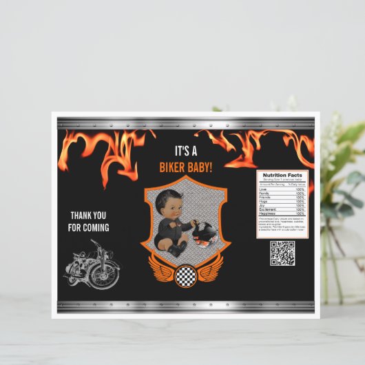 Motorfiets Biker Baby Oranje Black Chip Bag (Staand voorkant)