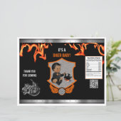 Motorfiets Biker Baby Oranje Zwarte Chipzak (Staand voorkant)