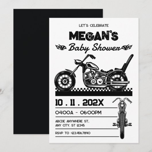  Motorfiets biker baby shower Kaart (Voorkant / Achterkant)