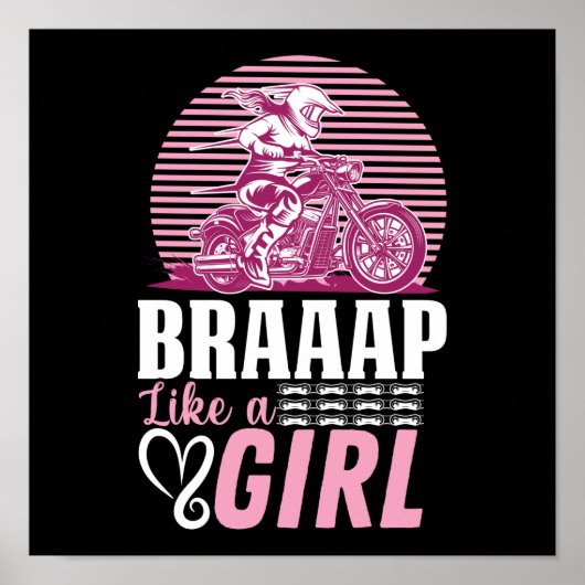 Motorfiets Biker Braap als een meisje Vriendin vro Poster (Voorkant)