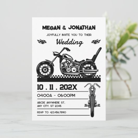  motorfiets biker bruiloft kaart (Staand voorkant)