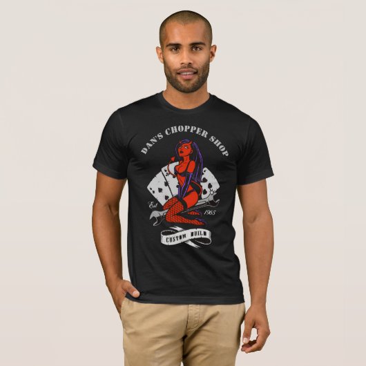 Motorfiets Biker Devil Girl Chopper T-shirt (Voorkant volledig)