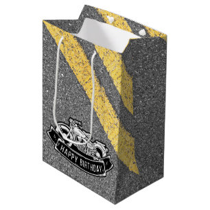 Motorfiets Biker Fijne Verjaardag Feest Decoratie Medium Cadeauzakje