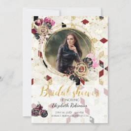 Motorfiets Biker Foto Bruids Douche Uitnodiging