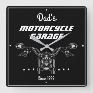 Motorfiets Biker Garage Handlebars Cool Black Vierkante Klok