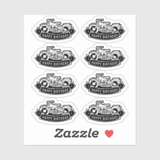 Motorfiets Biker Gefeliciteerd Verjaardagsfeest Sc Sticker (Vel)