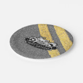 Motorfiets Biker Gelukkig Verjaardagsfeest Serving Papieren Bordje (Gekanteld)