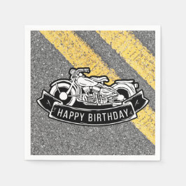 Motorfiets Biker Gelukkig Verjaardagsfeest Serving Servetten