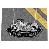 Motorfiets Biker Gelukkig Verjaardagsfeestdecor Large Cadeautasje (Voorkant)