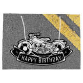 Motorfiets Biker Gelukkig Verjaardagsfeestdecor Large Cadeautasje (Achterkant)