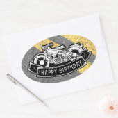 Motorfiets Biker Gelukkig Verjaardagsfeestje Gift Ovale Sticker (Envelop)