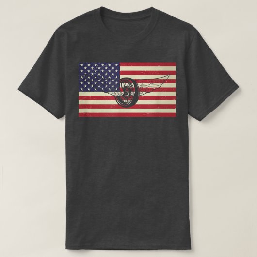 Motorfiets Biker Guardian Angel Wing Patriotic Ame T-shirt (Design voorkant)