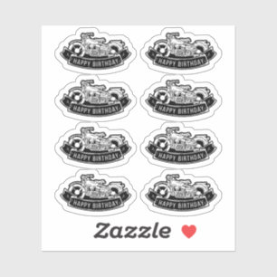 Motorfiets Biker Happy Birthday Party Scrapbook Sticker