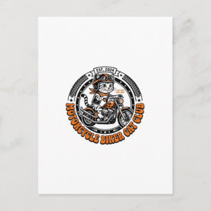 Motorfiets Biker Kat Dierenliefhebber Shirt Kunst Briefkaart