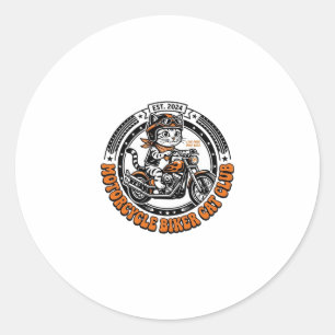 Motorfiets Biker Kat Dierenliefhebber Shirt Kunst  Ronde Sticker