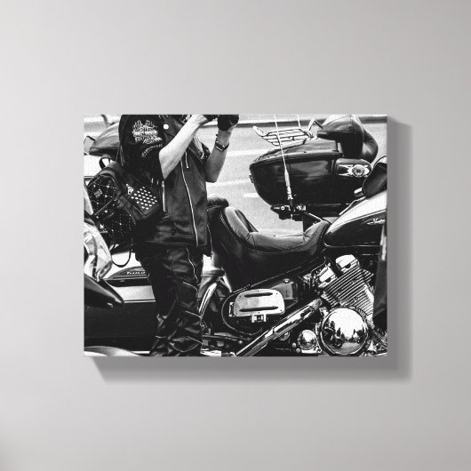 Motorfiets Biker Ride Rider - Gegevens Canvas Afdruk (Voorkant)