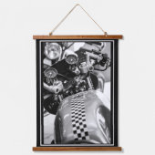 Motorfiets Biker Ride Rider Monochrome Hangend Wandkleed (Voorkant)