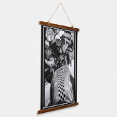 Motorfiets Biker Ride Rider Monochrome Hangend Wandkleed (Gebogen)