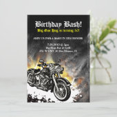 Motorfiets Biker Road Birthday Bash Uitnodiging (Staand voorkant)