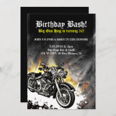 Motorfiets Biker Road Birthday Bash Uitnodiging (Voorkant / Achterkant)