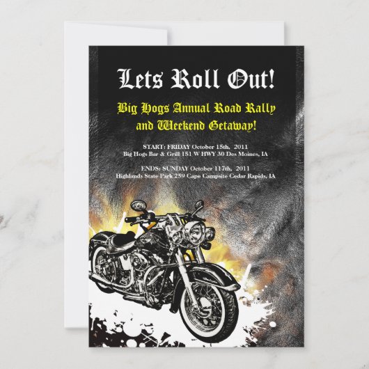 Motorfiets Biker Road Rally Event Invitation Kaart (Voorkant)