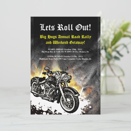 Motorfiets Biker Road Rally Event Invitation Kaart (Staand voorkant)