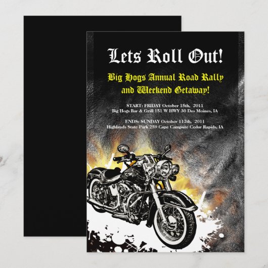 Motorfiets Biker Road Rally Event Invitation Kaart (Voorkant / Achterkant)