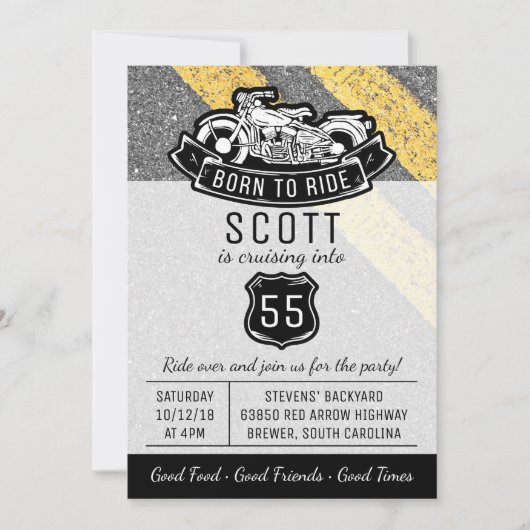 Motorfiets Biker Verjaardag Party Aangepaste uitno Kaart (Voorkant)