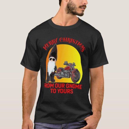 Motorfiets Biker Vrolijk Kerstfeest van onze Gnome T-shirt (Voorkant)