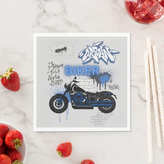 Motorfiets blauw en grijs Papieren servet (Insitu)