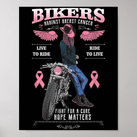 Motorfiets borstkanker krijgers en overlevenden Su Poster (Voorkant)
