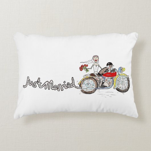 Motorfiets Bruid en Bruidegom Huwelijk Accent Kuss Kussen (Voorkant)