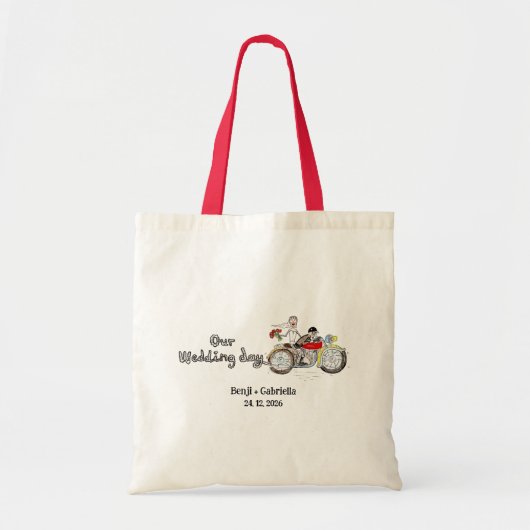 Motorfiets Bruid en Bruidegom Huwelijk Tote Bag (Voorkant)