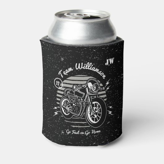 Motorfiets bruidegom beste man bruiloft feest blikjeskoeler (Blikje Achterkant)