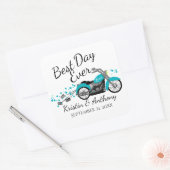 Motorfiets bruiloft Aqua en Grijs Vierkante Sticker (Envelop)