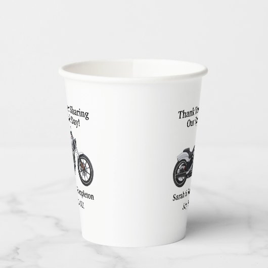 Motorfiets bruiloft dank u datum namen liefde papieren bekers (Links)