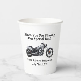 Motorfiets bruiloft dank u datum namen liefde papieren bekers