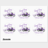 Motorfiets Bruiloft Paarse en Grijs Ronde Sticker (Vel)