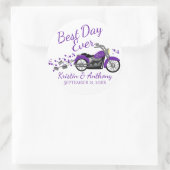 Motorfiets Bruiloft Paarse en Grijs Ronde Sticker (Tas)